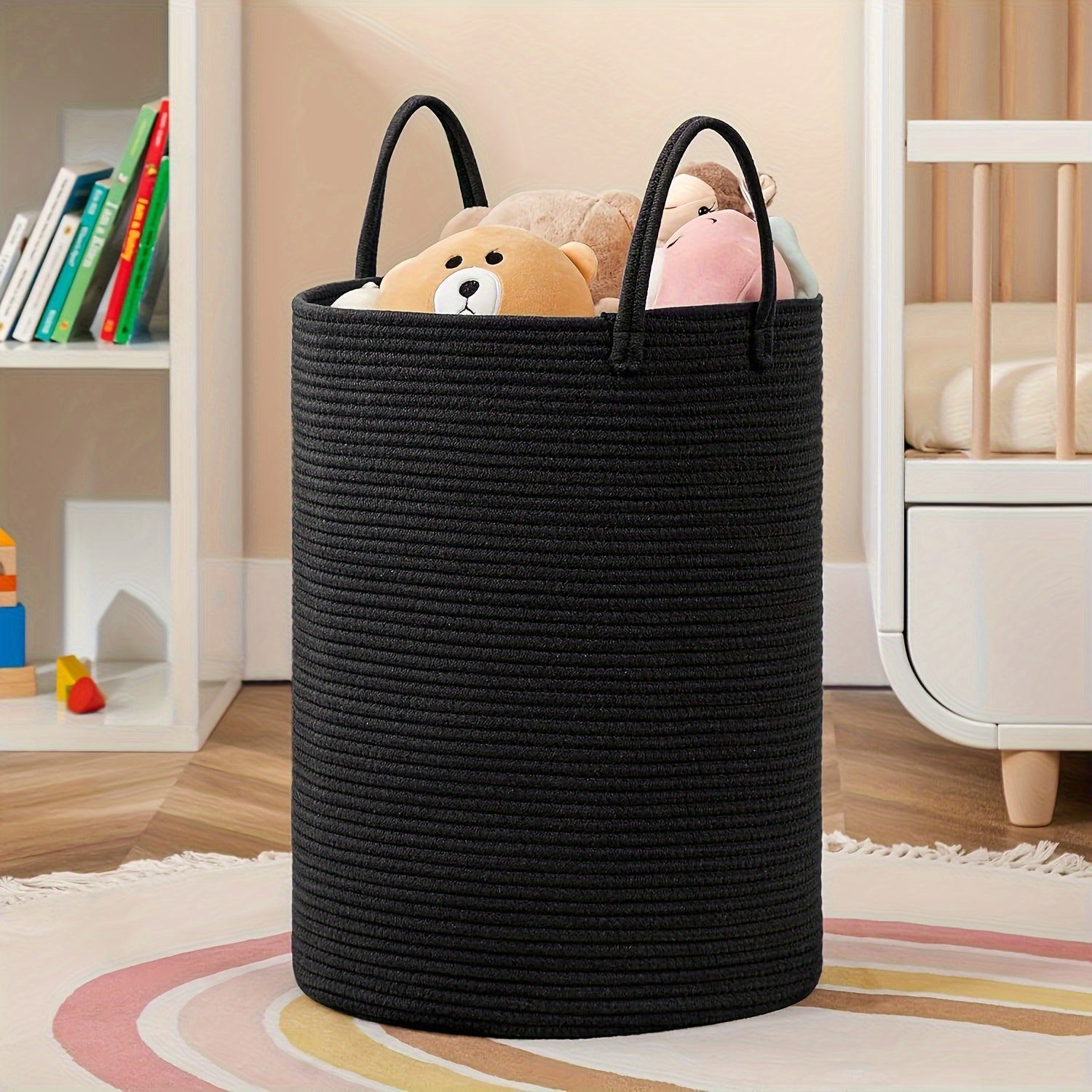 Stylish Two-Tone Laundry Basket - Space for More, Convenient and Durable