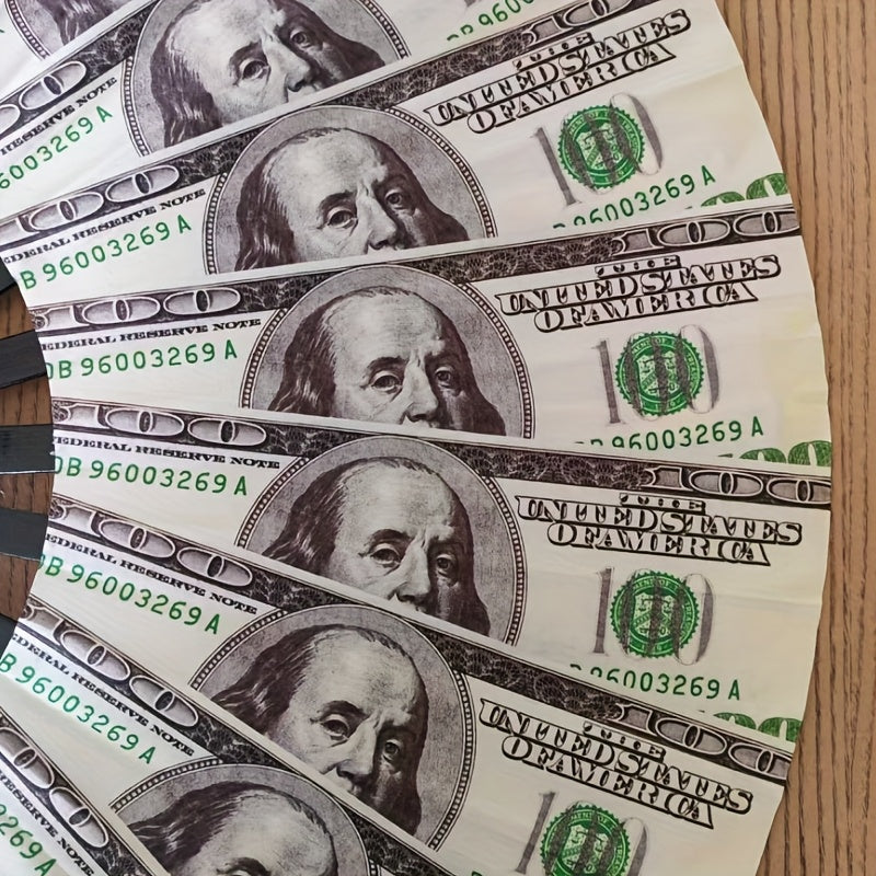 Large Money Print Folding Fan – Ideal for Festivals and Parties