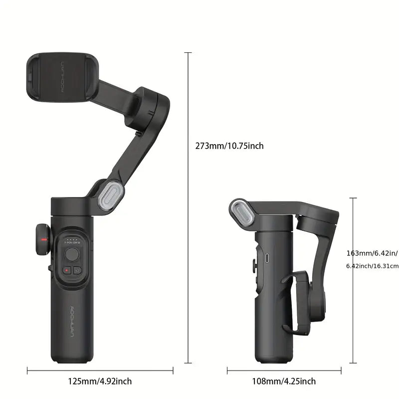 SmartPro Handheld Gimbal Stabilizer - Foldable Smartphone Video Vlog PTZ Stabilizer for iPhone, Android and Samsung