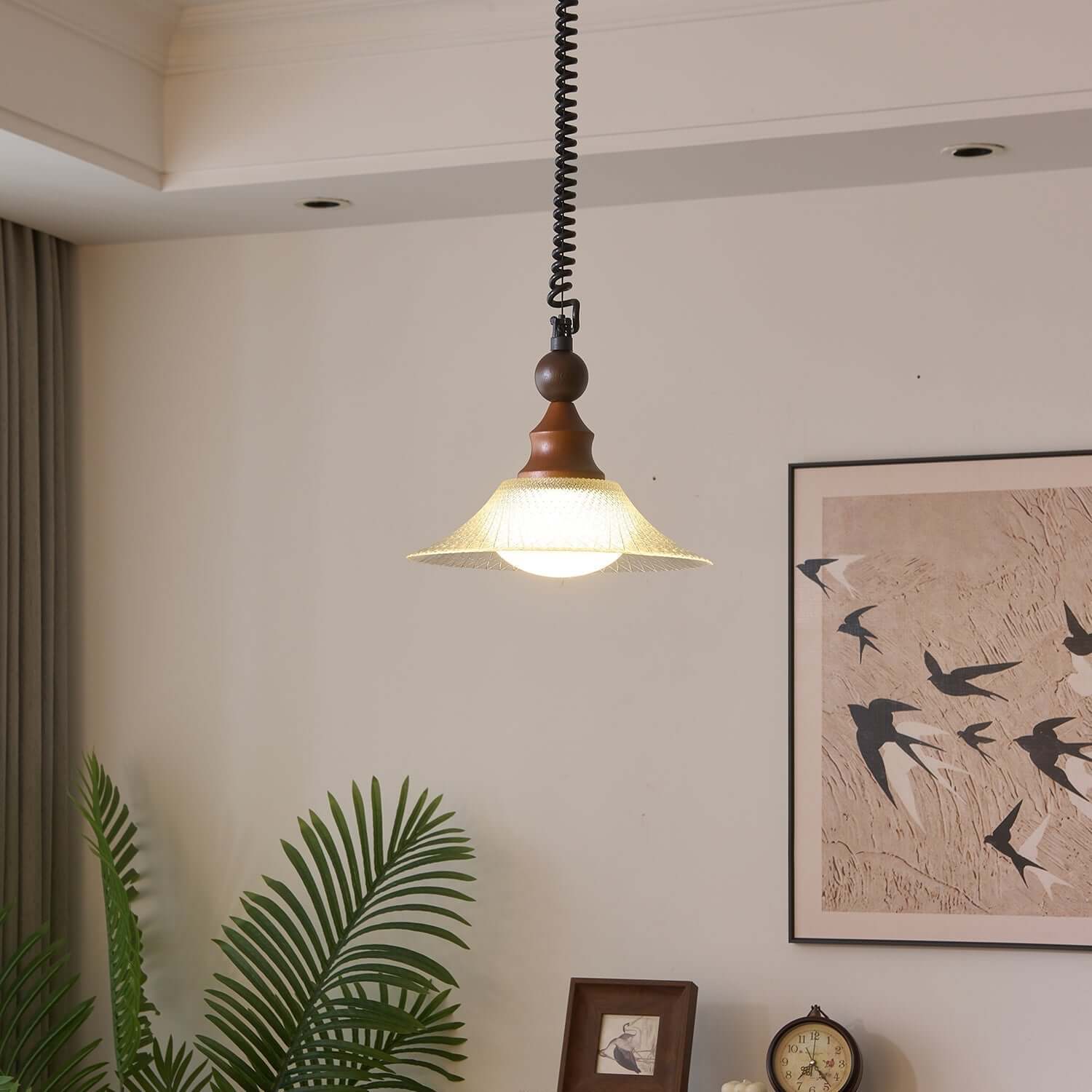 Pendant Light with Wooden Accents