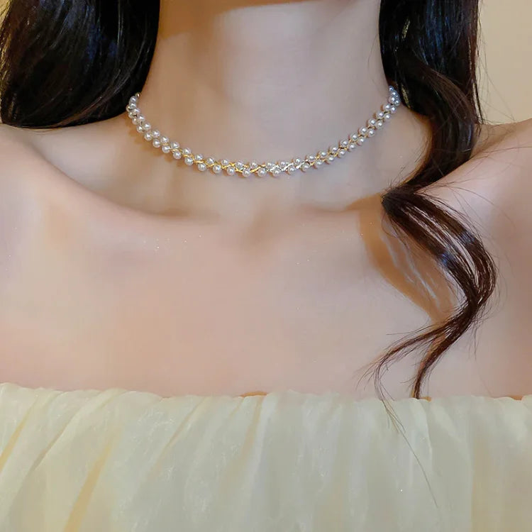 Double Crystal and Pearl Necklace – Amira