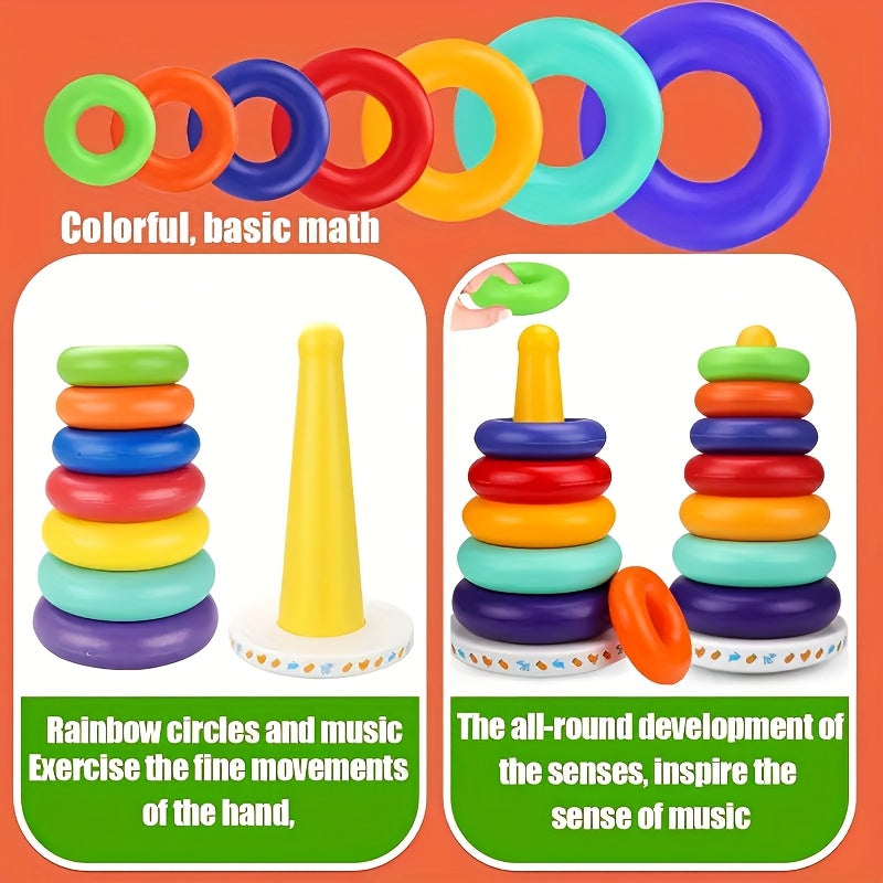 Educational Colourful Rainbow Stacking Tower – Enhance Colour Recognition and Motor Skills
