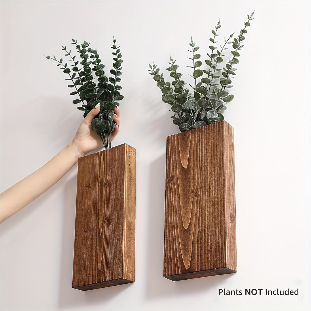 Rustic Wooden Wall Vase - Natural Atmosphere for Any Interior