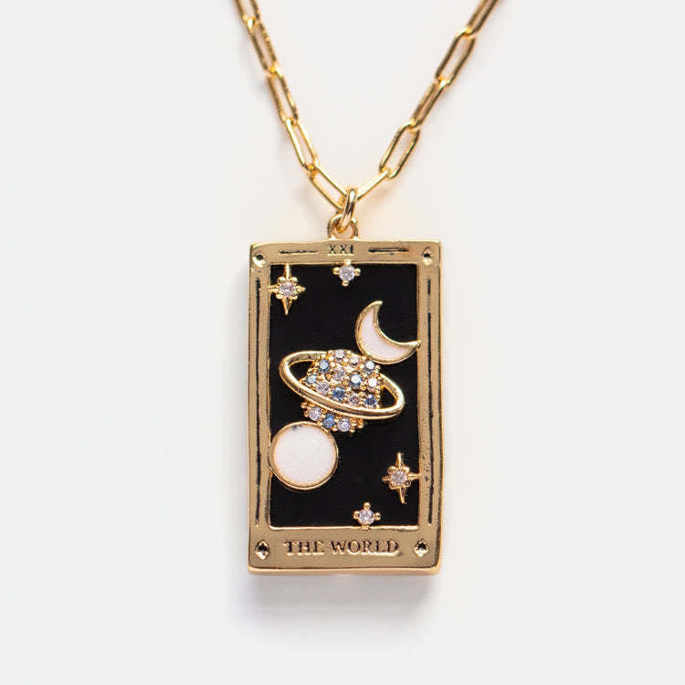 Zirconia Gold-Plated Tarot Drop Pendant Necklace – Amara