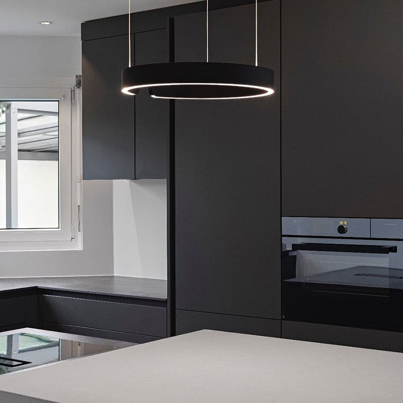 LumaHalo - Modern LED Pendant Light - Circular Design in Black/White/Gold