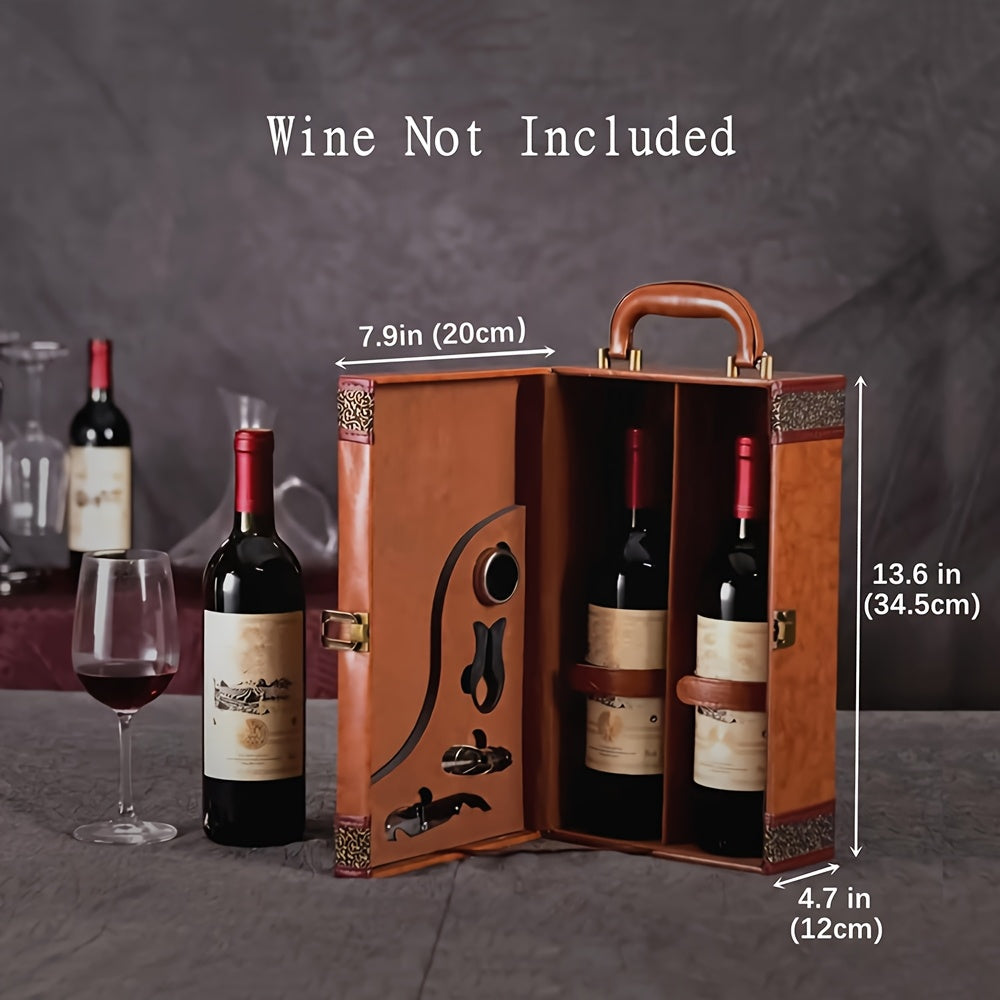 Classic 2-Bottle Wine Carrier with Accessories – Portable Gift Box