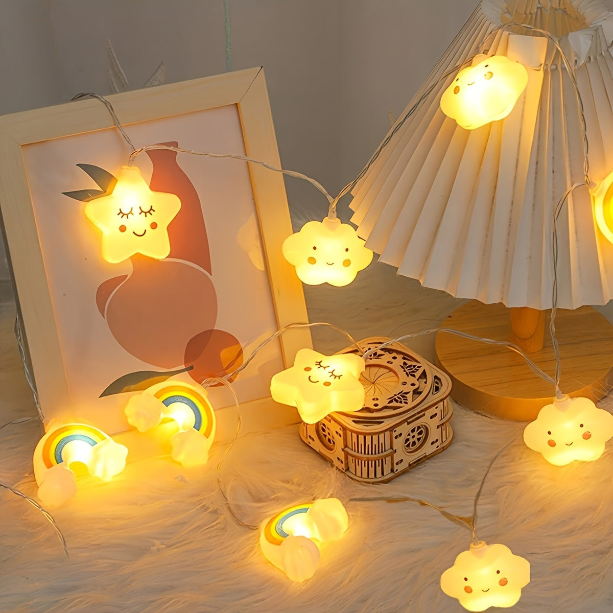 Magical LED String Lights – Star, Cloud and Rainbow Designs for a Cheerful Atmosphere