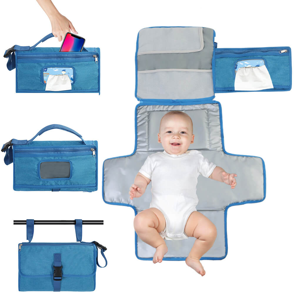 VeluxeCare Travel Changing Mat | Waterproof diaper pad with storage pockets for quick, clean diaper changes