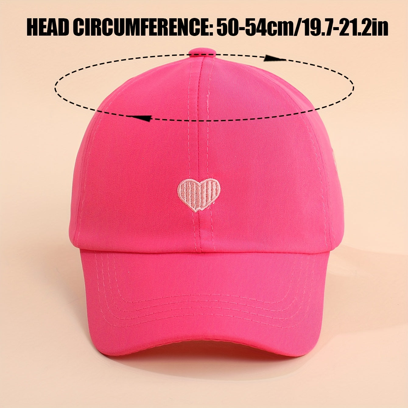 Adjustable Baseball Cap for Kids – Heart Embroidery and Breathable Comfort