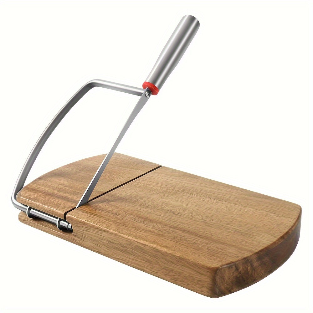 Artisan Acacia Cheese Slicer – Stainless Steel Knife on Elegant Wooden Base