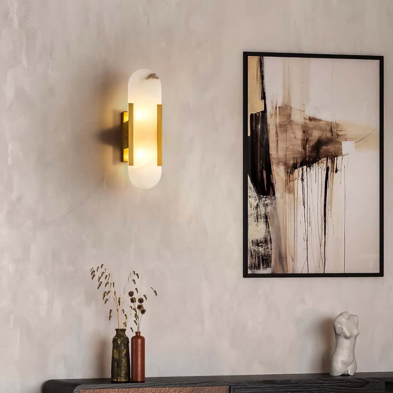 Modern Wall Lamp - Alabaster & Metal