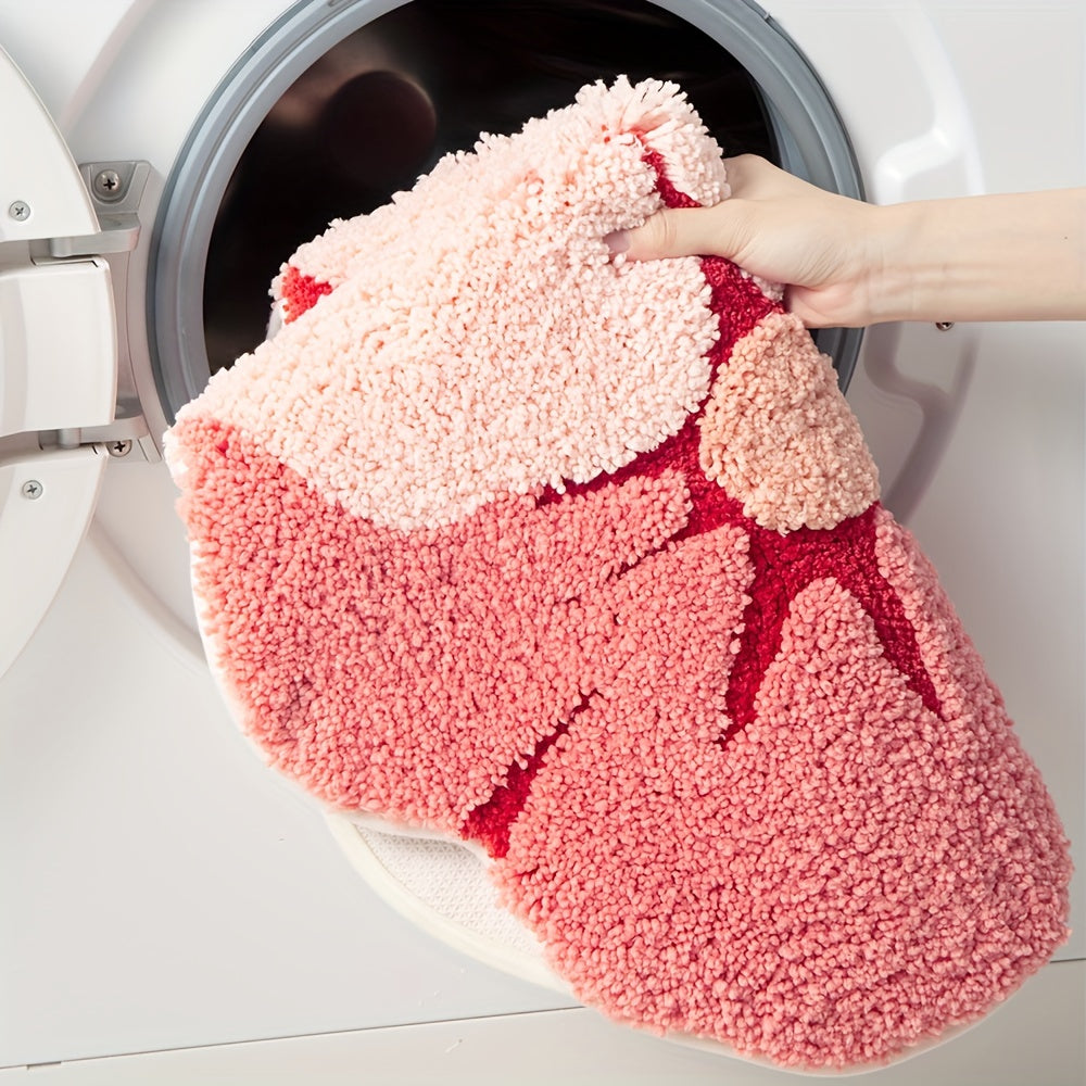 Fluffy Floral Bathroom Mat – Absorbent and Soft for Extra Comfort