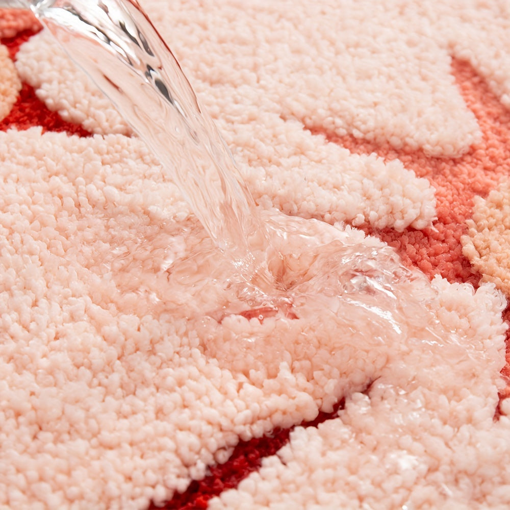 Fluffy Floral Bathroom Mat – Absorbent and Soft for Extra Comfort