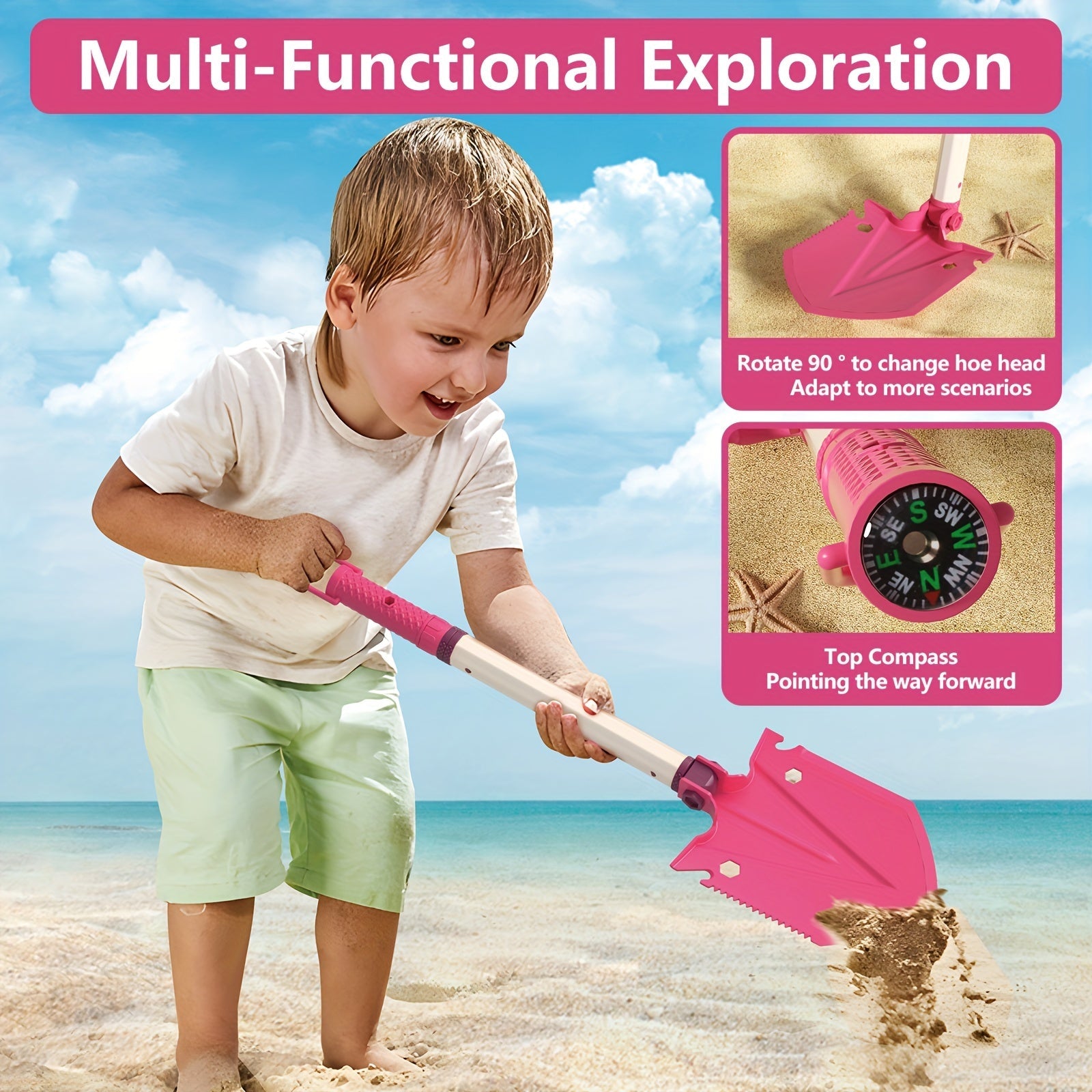 Beach Adventure Playset for Children – Complete with Folding Bucket, Spade, and Net for Outdoor Exploration