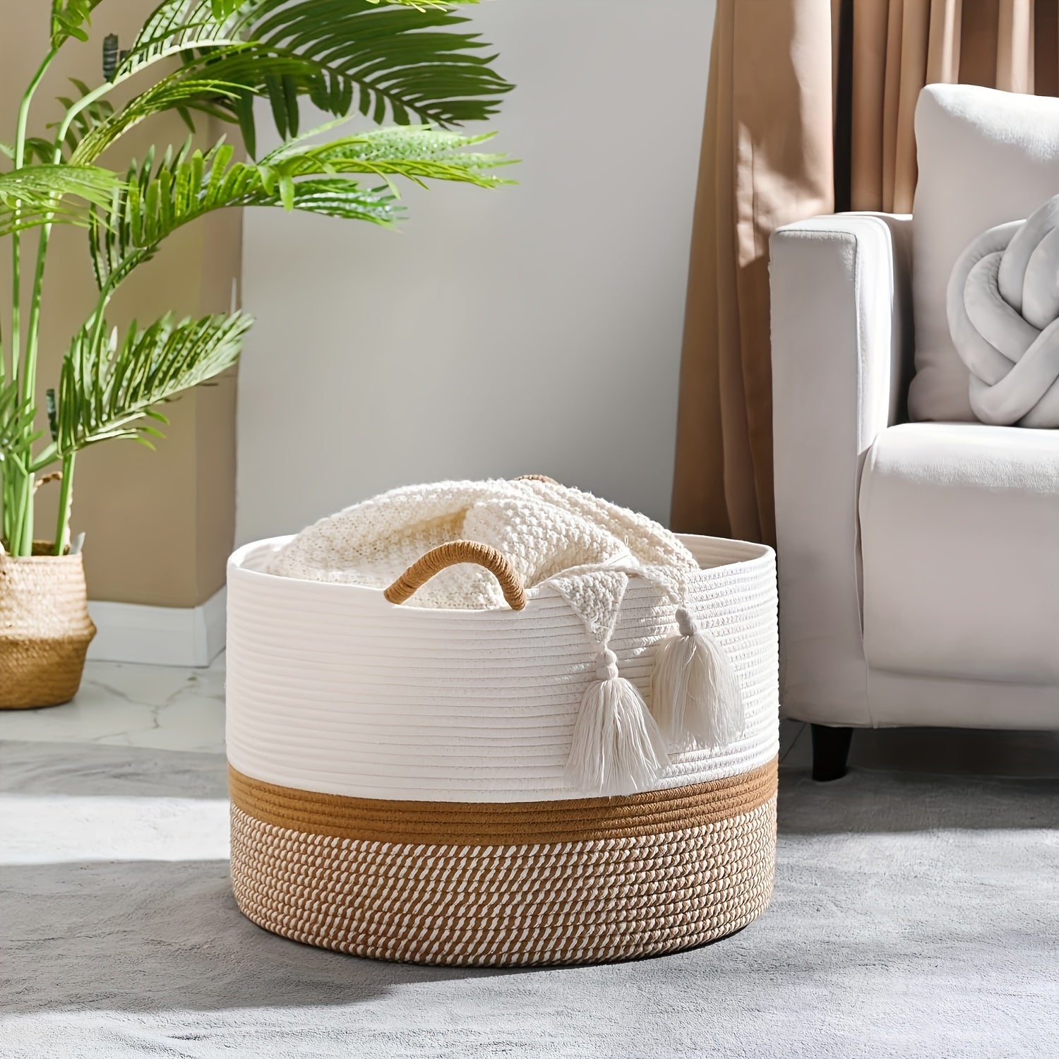 Boho Cotton Storage Basket - Stylish and Practical Solution