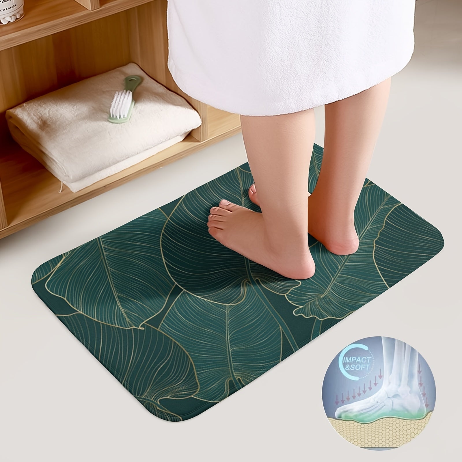 Tropical Leaves Bath Mat Set – Absorbent and Comfortable for the Bathroom