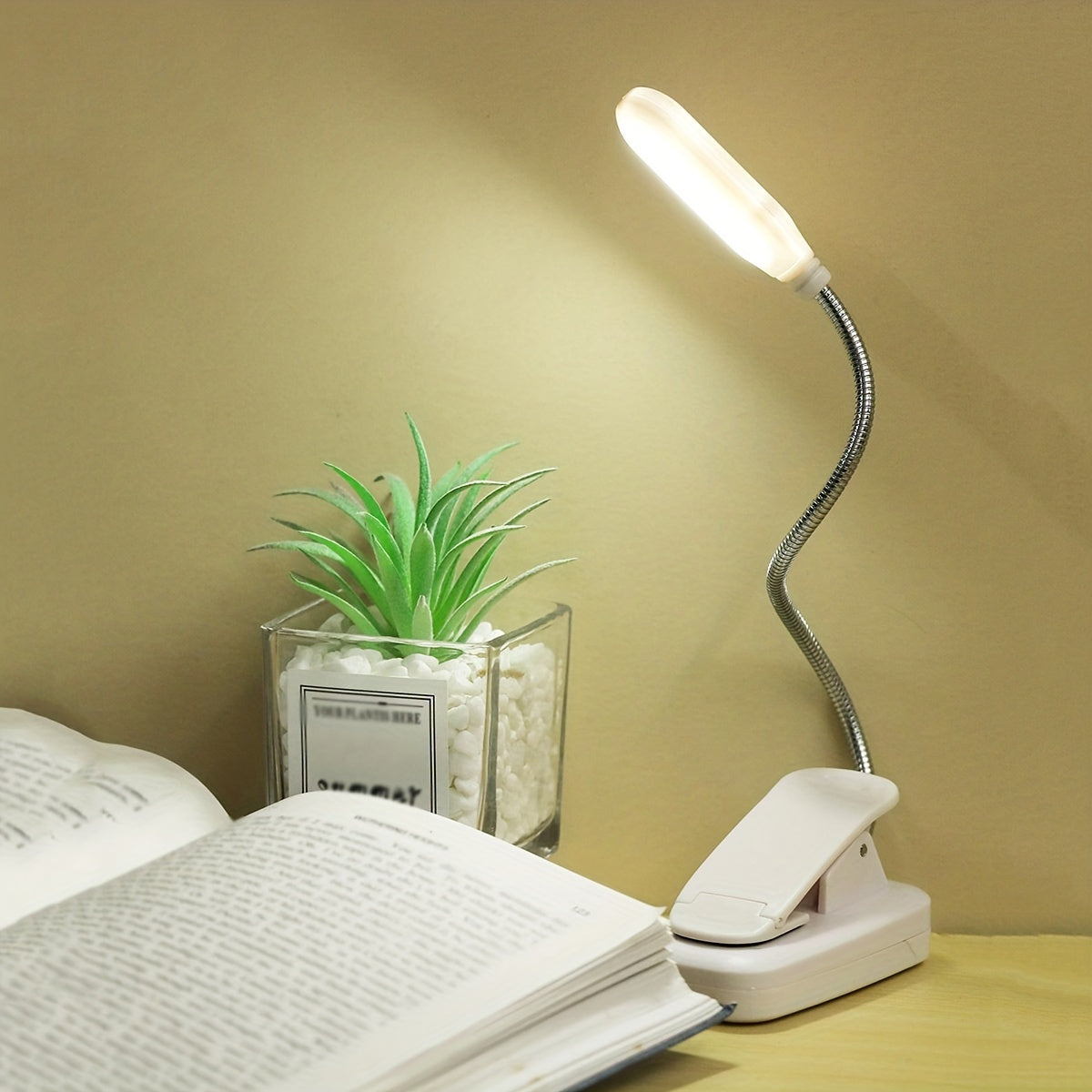 Flexible Clip Lamp - Portable Reading Light with Adjustable Neck for Home or Travel