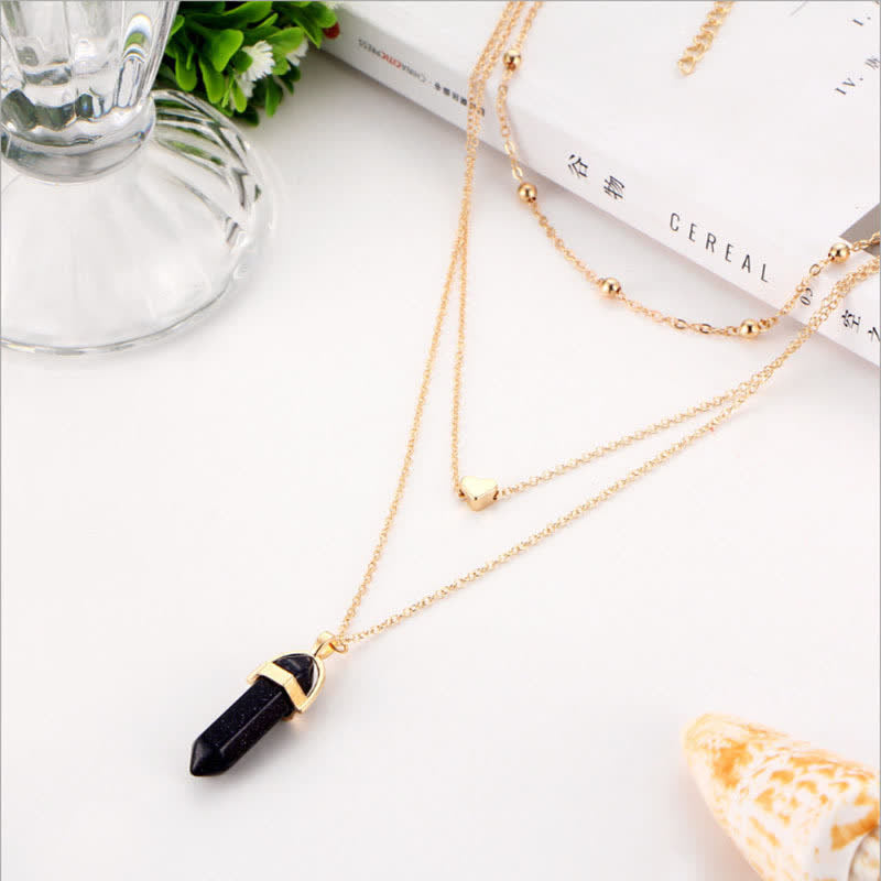 Natural Crystal Hexagon Gemstone Necklace – Aurora