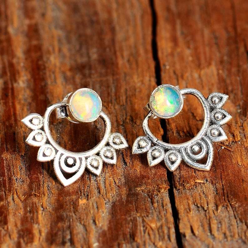 Natural Opal Lotus Earrings – Sophia