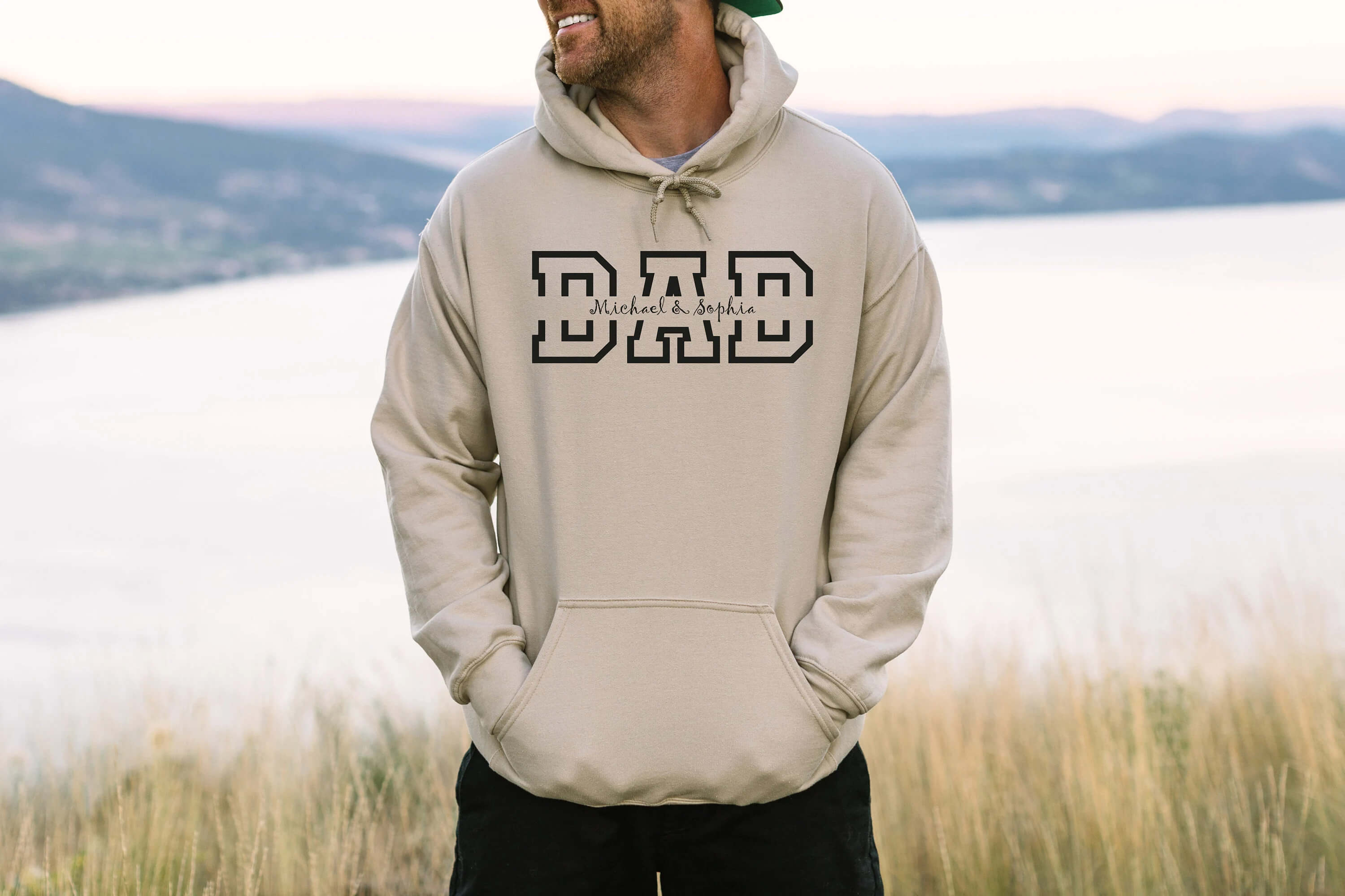 HeritageHug Personalized Dad Hoodie | Embroidered Father's Day Gift with Family Names