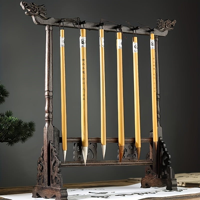 Elegant Traditional Calligraphy Brush Rack – Handmade with 12 Slots