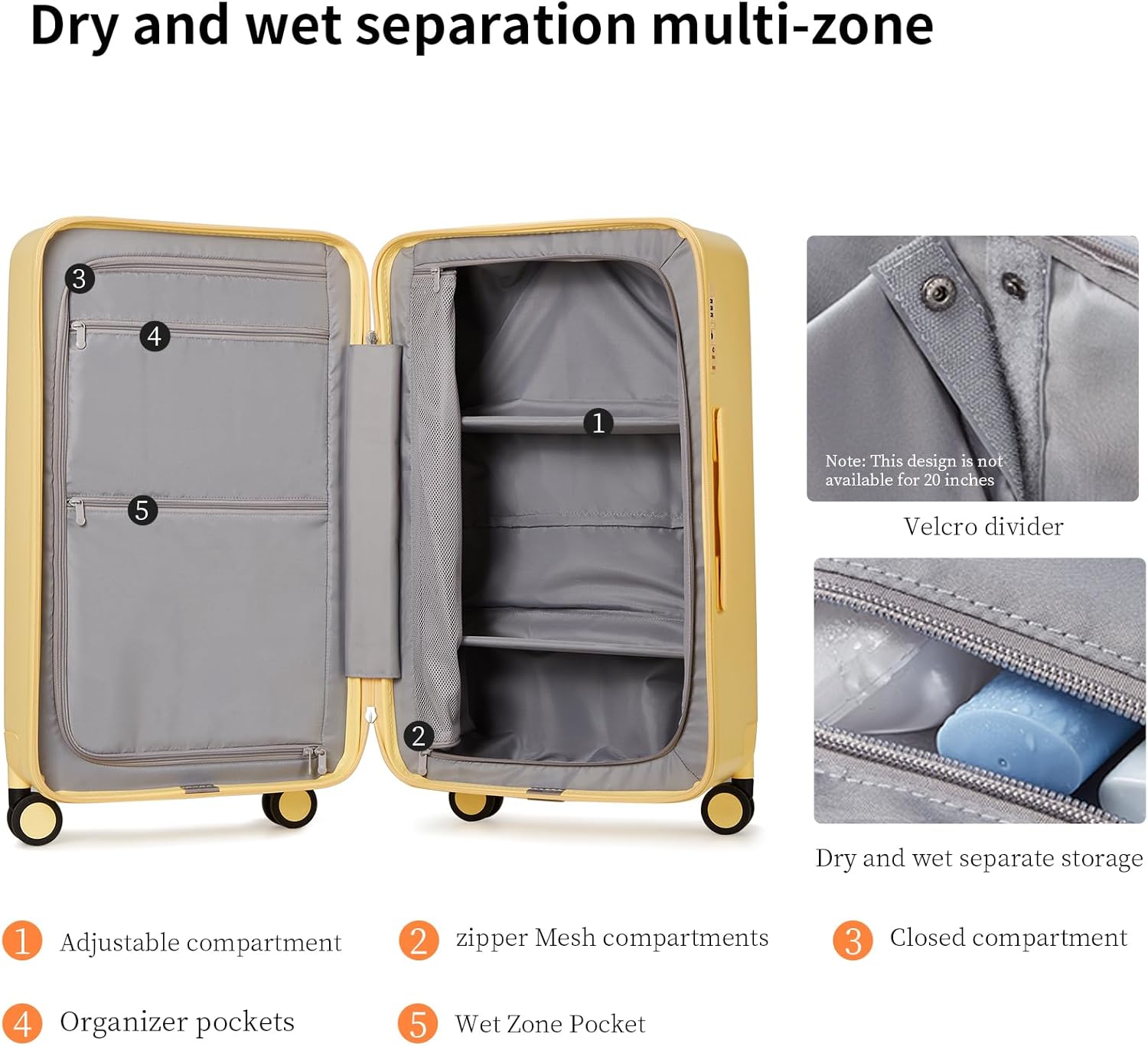 Large Hard Suitcase 26" with 8 Spinner Wheels – Cheese Yellow