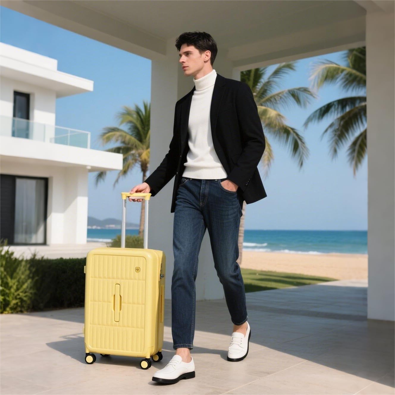 Large Hard Suitcase 26" with 8 Spinner Wheels – Cheese Yellow