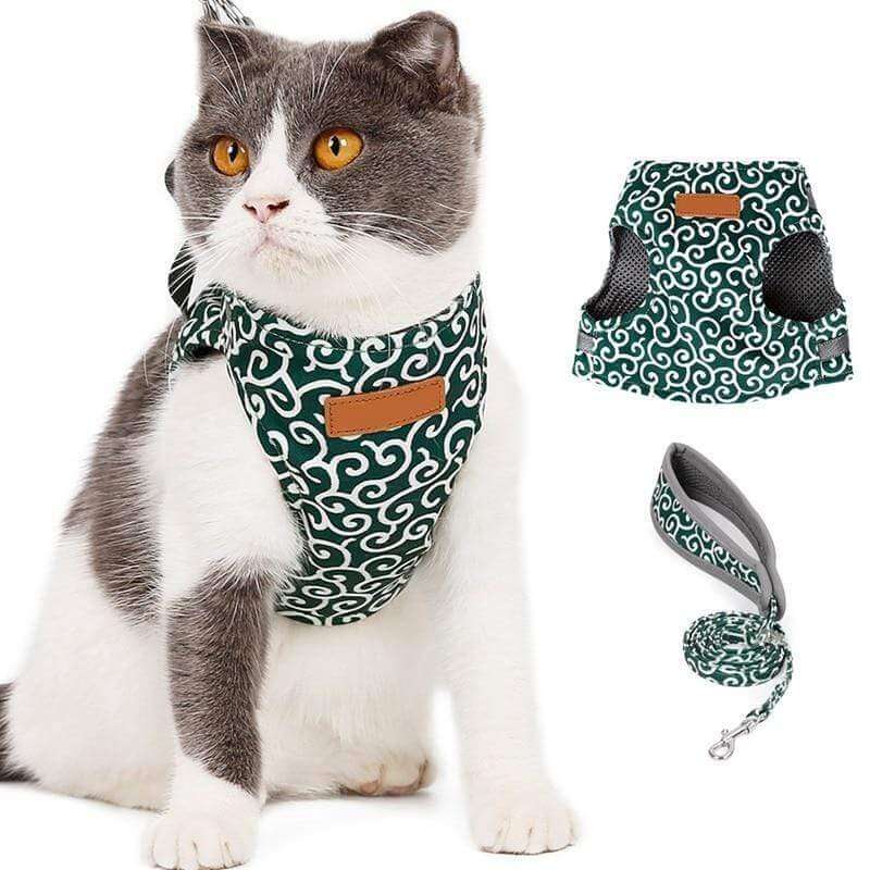 Cat Vest | Harness Set | Comfortable Adjustable Mesh Vest | Perfect for Walking, Jogging, and Hiking | Size XS-S | Includes 1.2m Leash | Polyester | Ideal for Kittens and Adult Cats