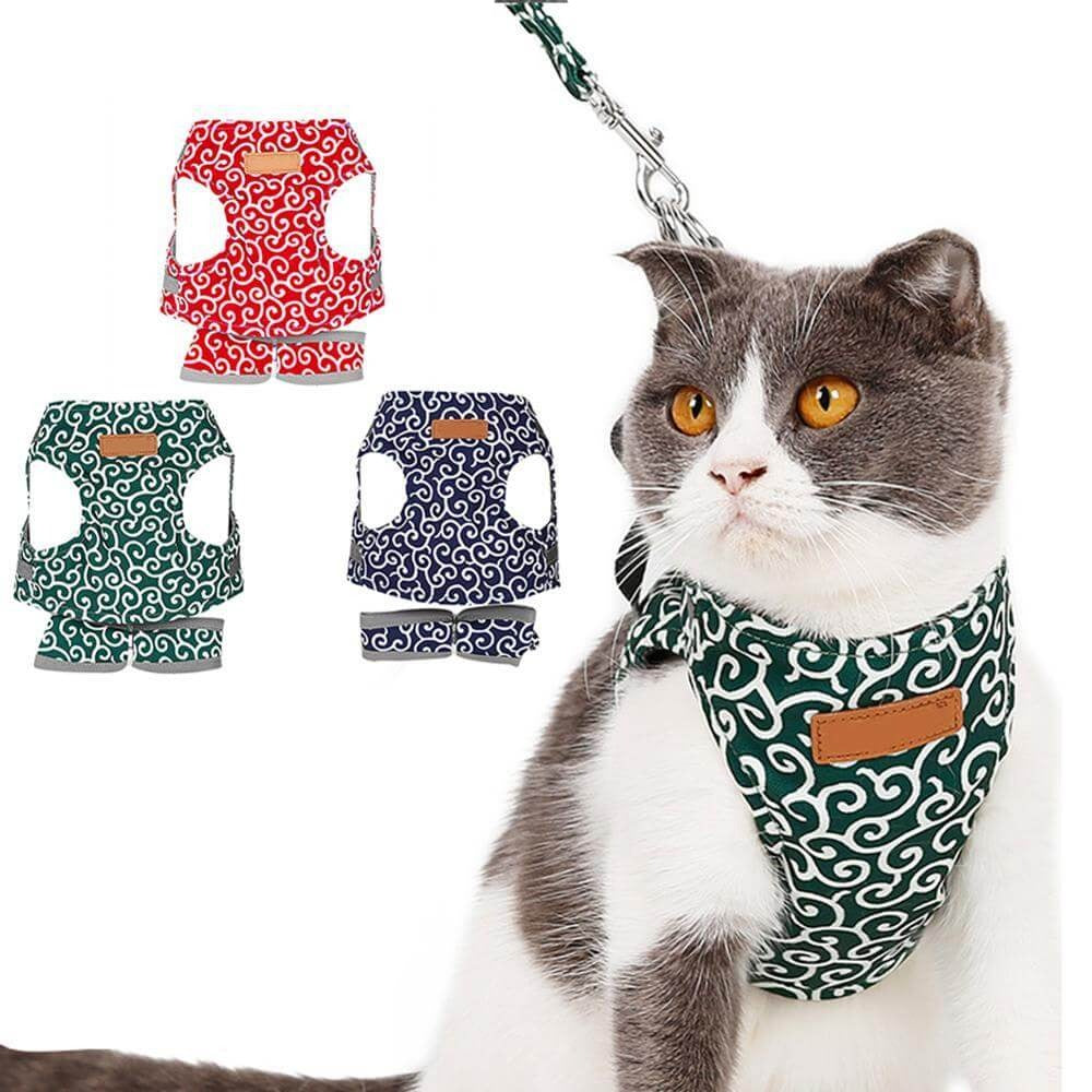 Cat Vest | Harness Set | Comfortable Adjustable Mesh Vest | Perfect for Walking, Jogging, and Hiking | Size XS-S | Includes 1.2m Leash | Polyester | Ideal for Kittens and Adult Cats