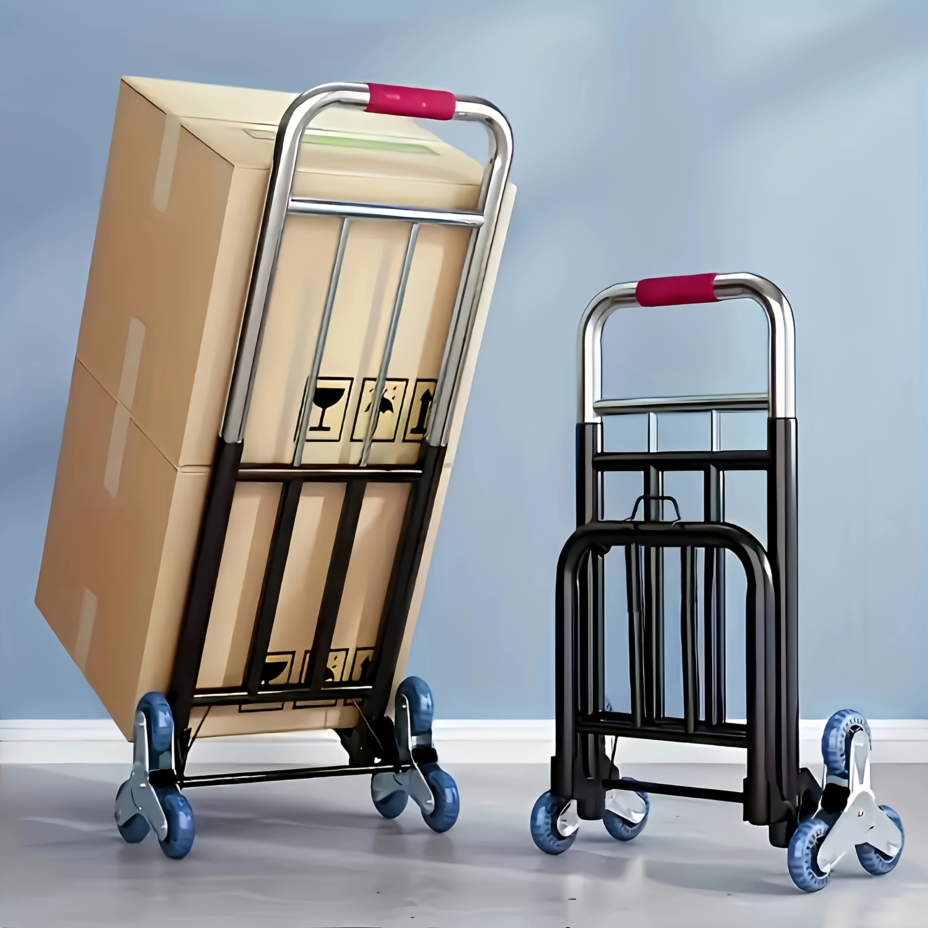 Heavy-Duty Tri-Wheel Stair-Climbing Hand Truck – Portable Folding Dolly for Heavy Loads