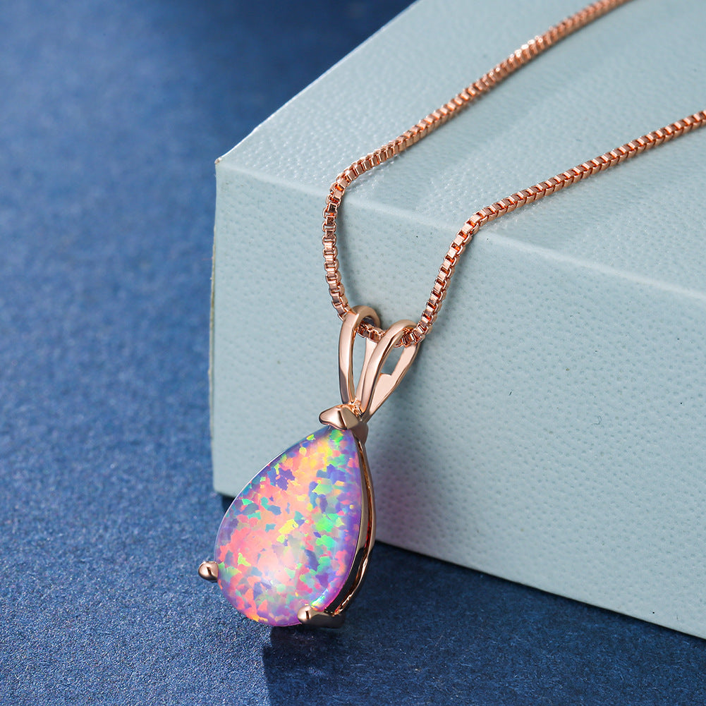 Minimalist Drop Opal Pendant Necklace – Selina