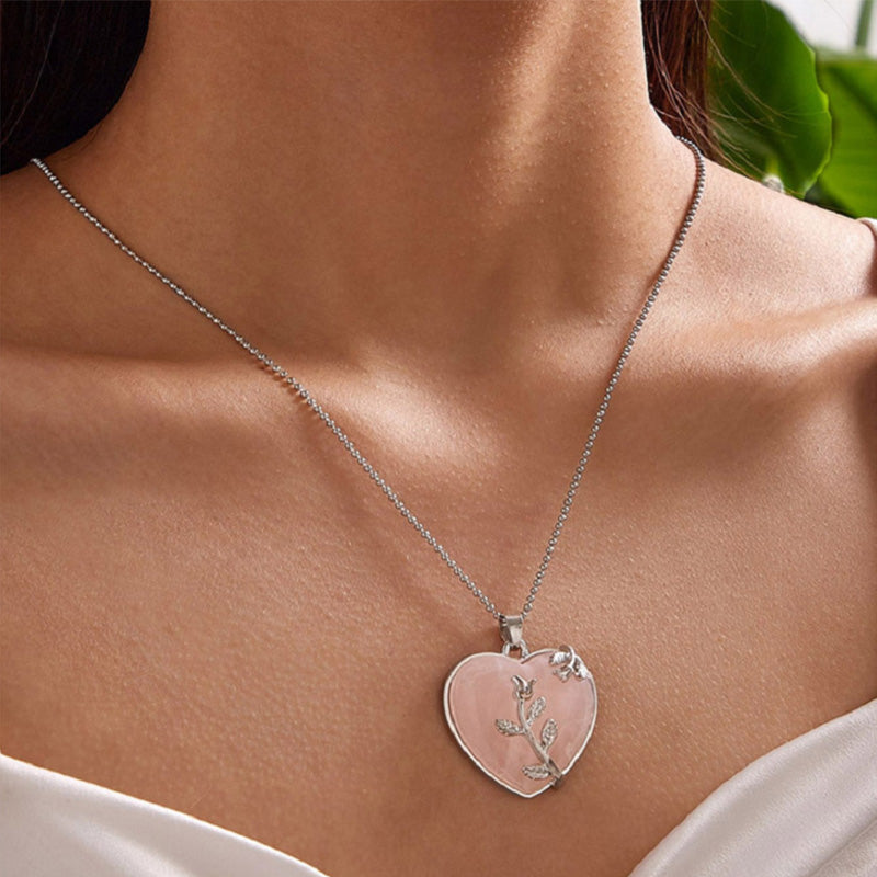 Stylish Heart-Shaped Rose Quartz Gemstone Necklace – Amara