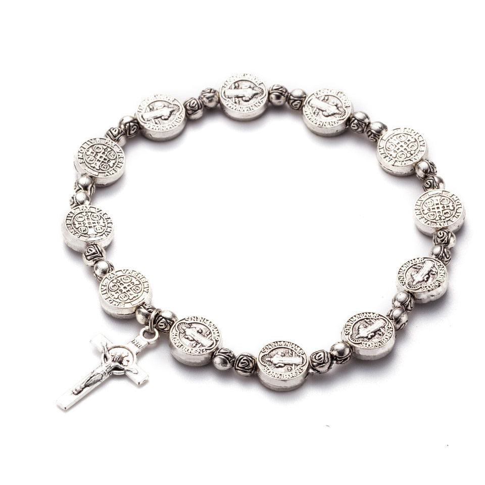 Gold and Silver Coloured Christian Cross Bracelet – Solana