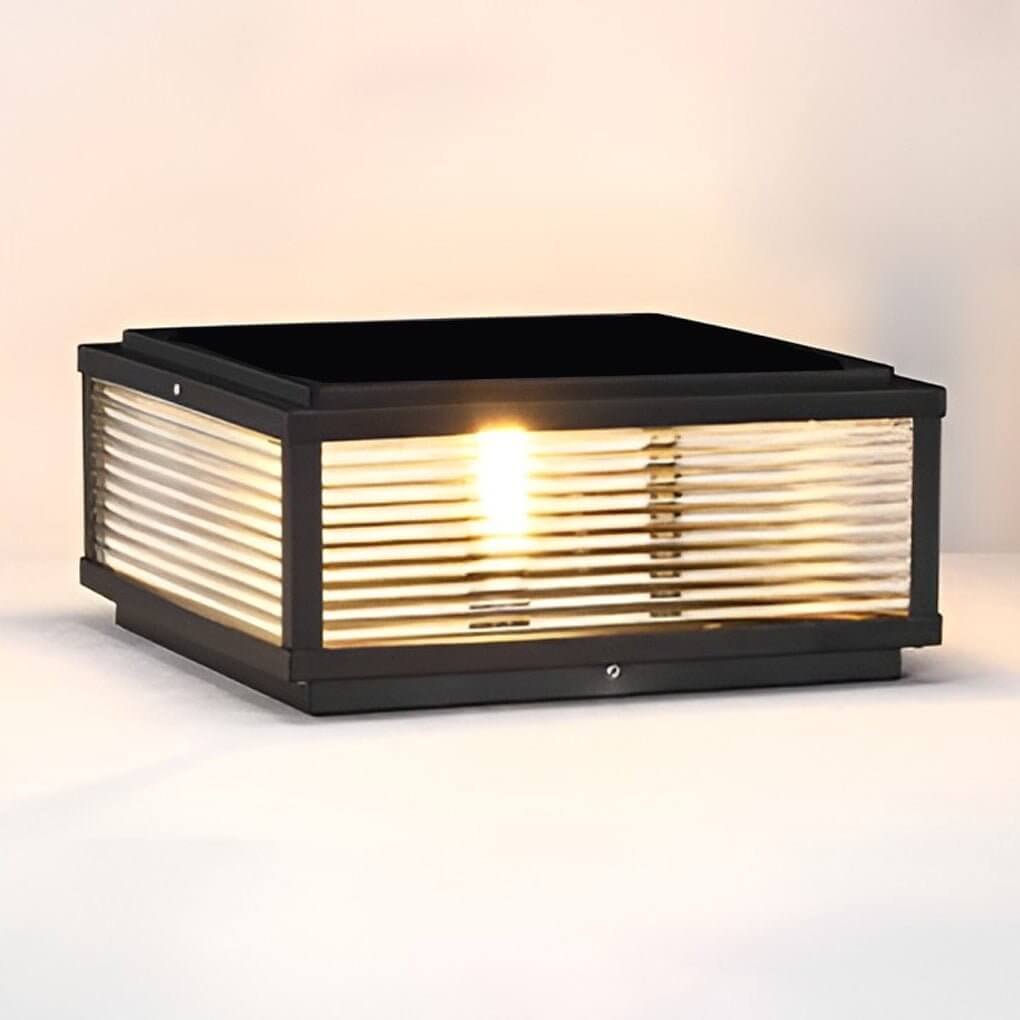Modern LED Outdoor Post Lamp - Ribbed Glass