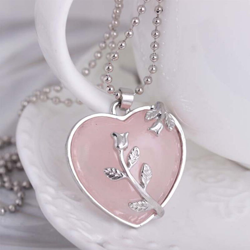 Stylish Heart-Shaped Rose Quartz Gemstone Necklace – Amara
