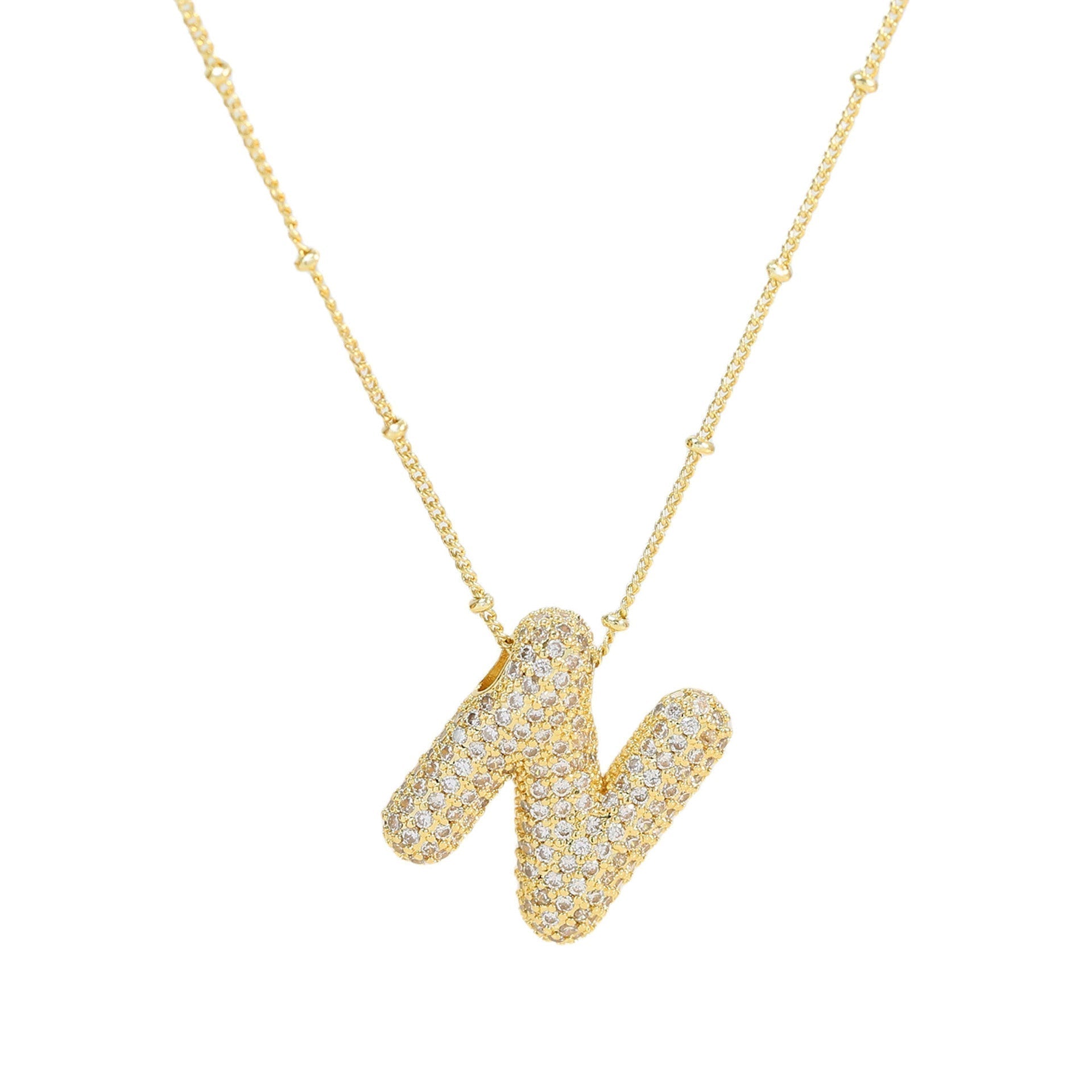 Ladies' Necklace – Initial Pendant – Sparkling Stones – Refined Chain Necklace – Statement Jewellery