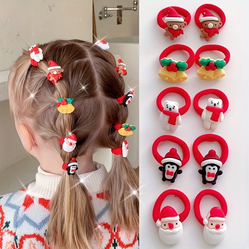 Festive Christmas Hairbands Set - 10 Pieces for Enchanting Styling