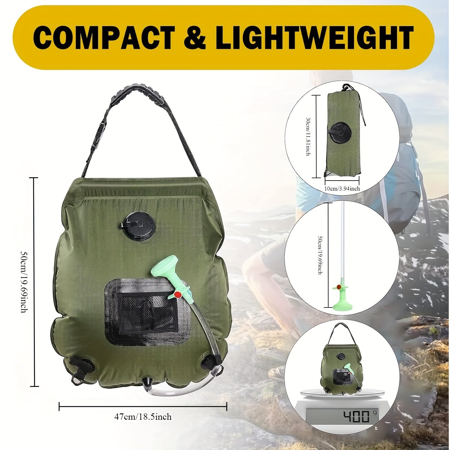 SunnyFlow Solar Shower Bag – Practical, Leakproof and with Temperature Gauge