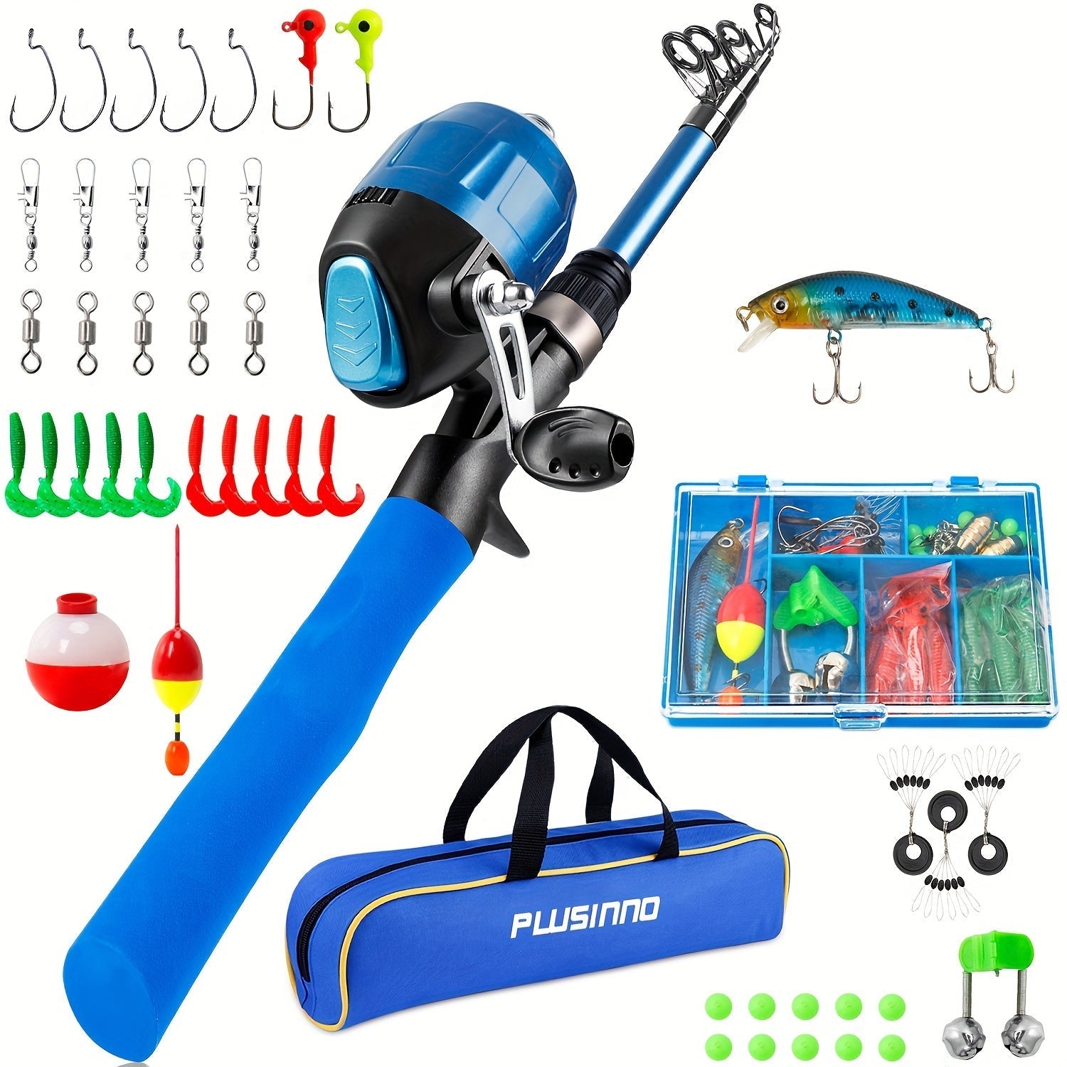 Complete Beginner Telescopic Fishing Rod & Reel Set with Carry Bag and Tackle Box