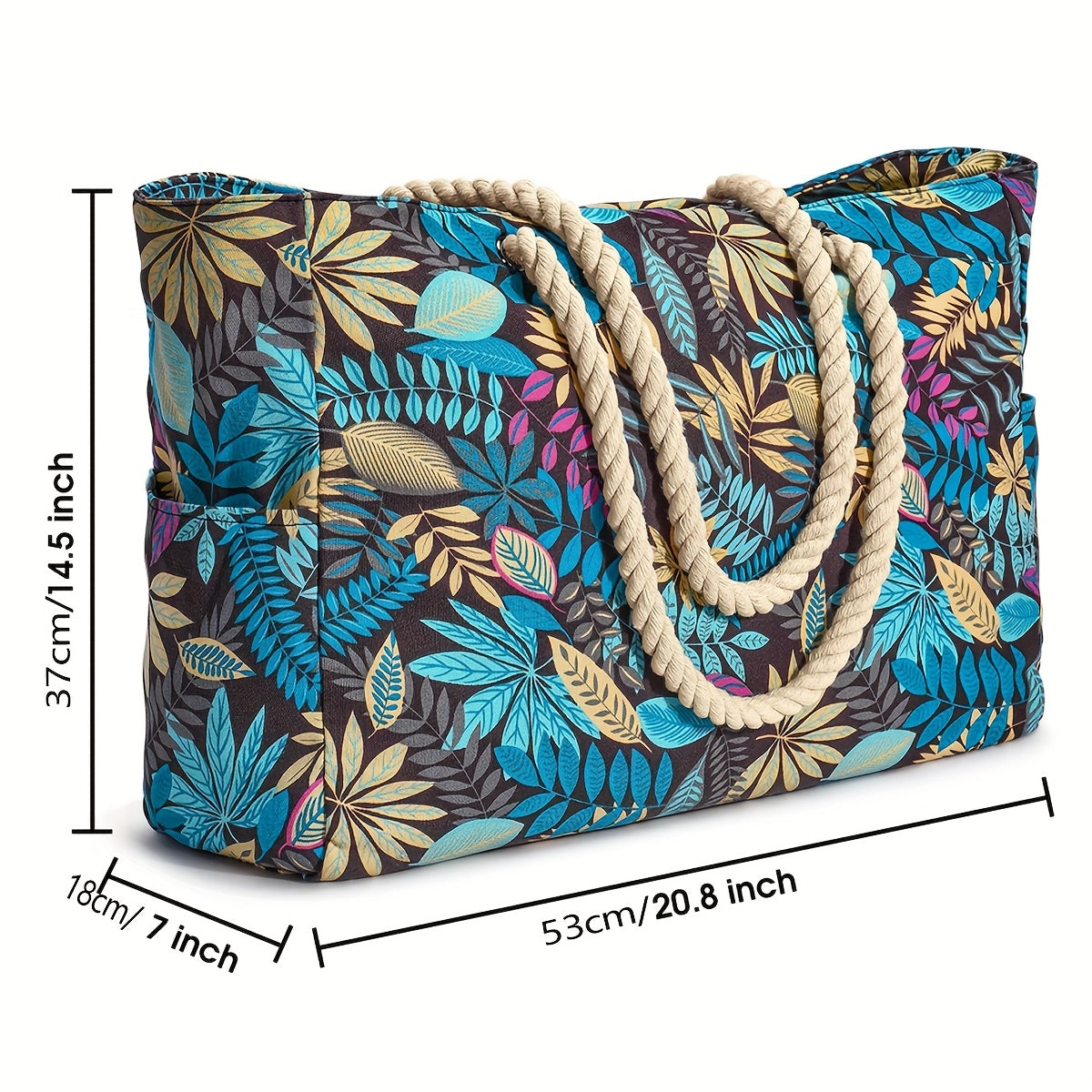 Trendy Large Beach Bag with Leaf Print - Spacious, Durable and Perfect for Holidays