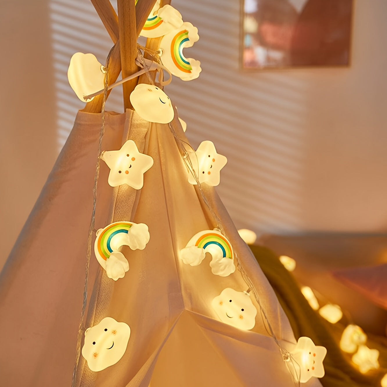 Magical LED String Lights – Star, Cloud and Rainbow Designs for a Cheerful Atmosphere