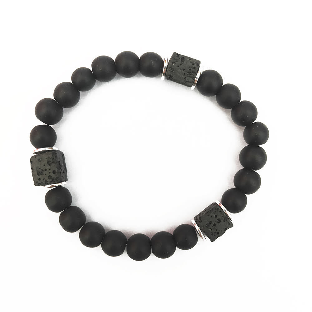 Matte Black Onyx and Cube Lava Stone Balance Bracelet – Aurelia
