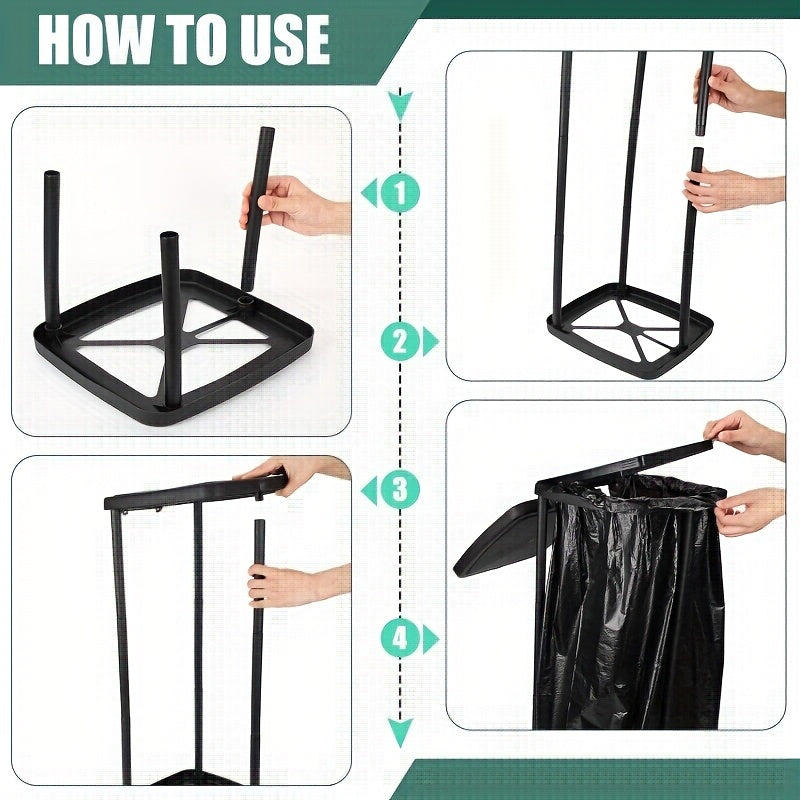 Adjustable Folding Bin Bag Holder – Three-Part Height Adjustable Stand for Home or Outdoor