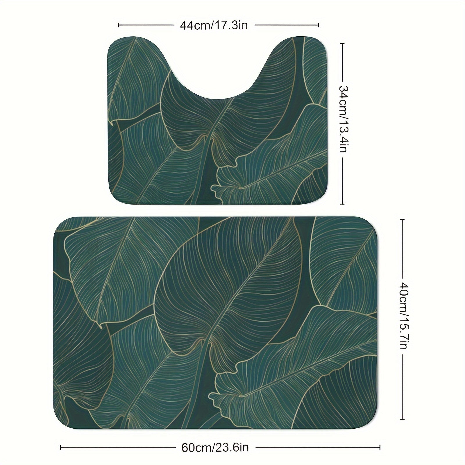 Tropical Leaves Bath Mat Set – Absorbent and Comfortable for the Bathroom