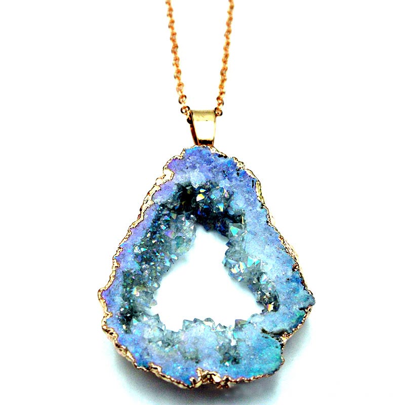 Natural Crystal Geode Pendant – Gaia