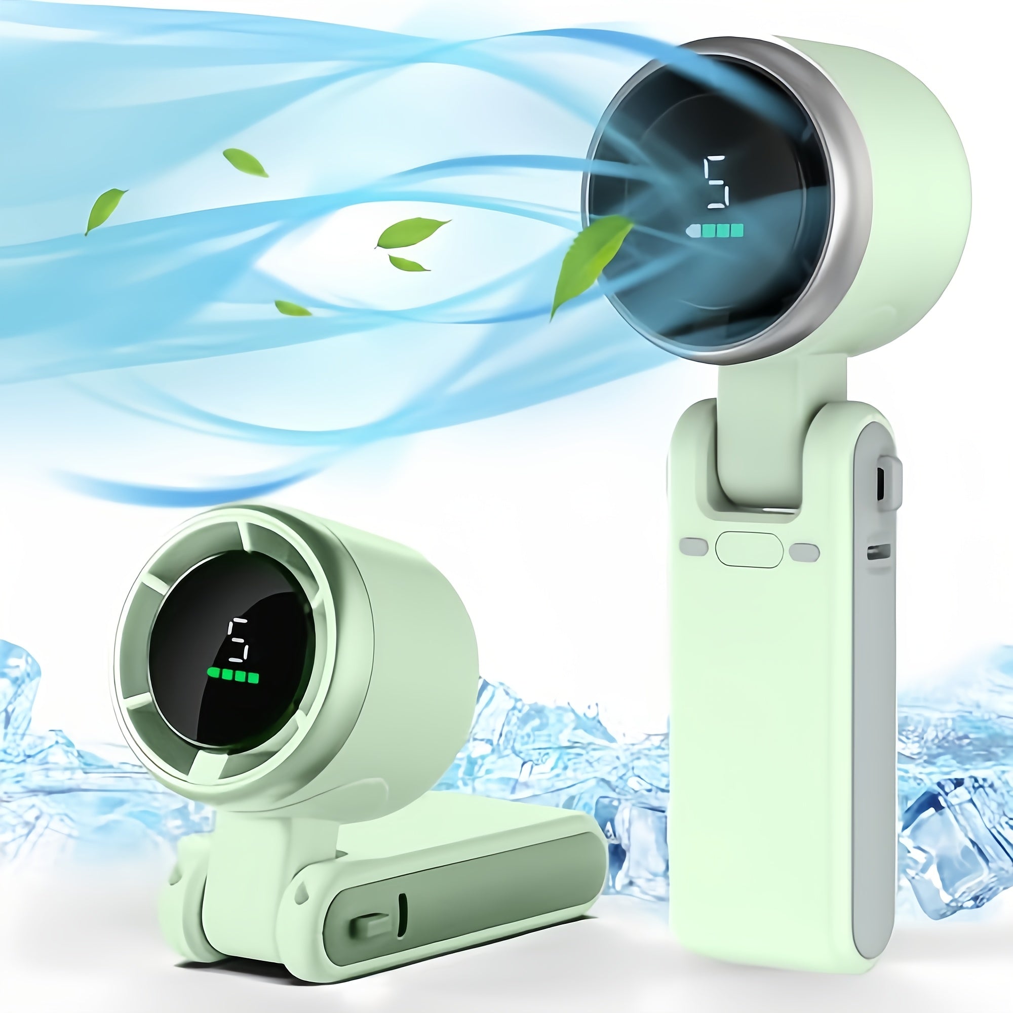 Compact Turbo Handheld Fan – 3-in-1 USB Rechargeable with 5 Speeds