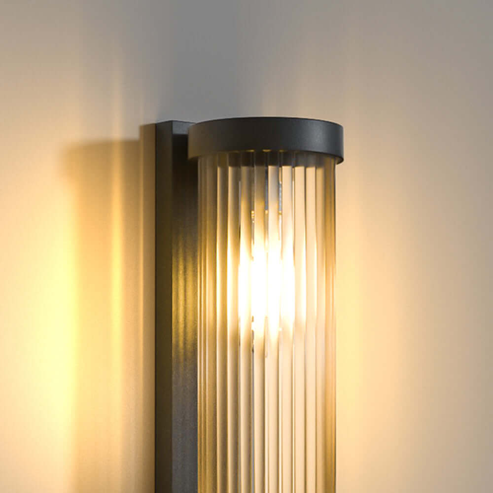 Modern Outdoor Lamp Cylindrical Metal & Glass