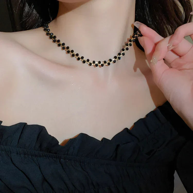 Double Crystal and Pearl Necklace – Amira