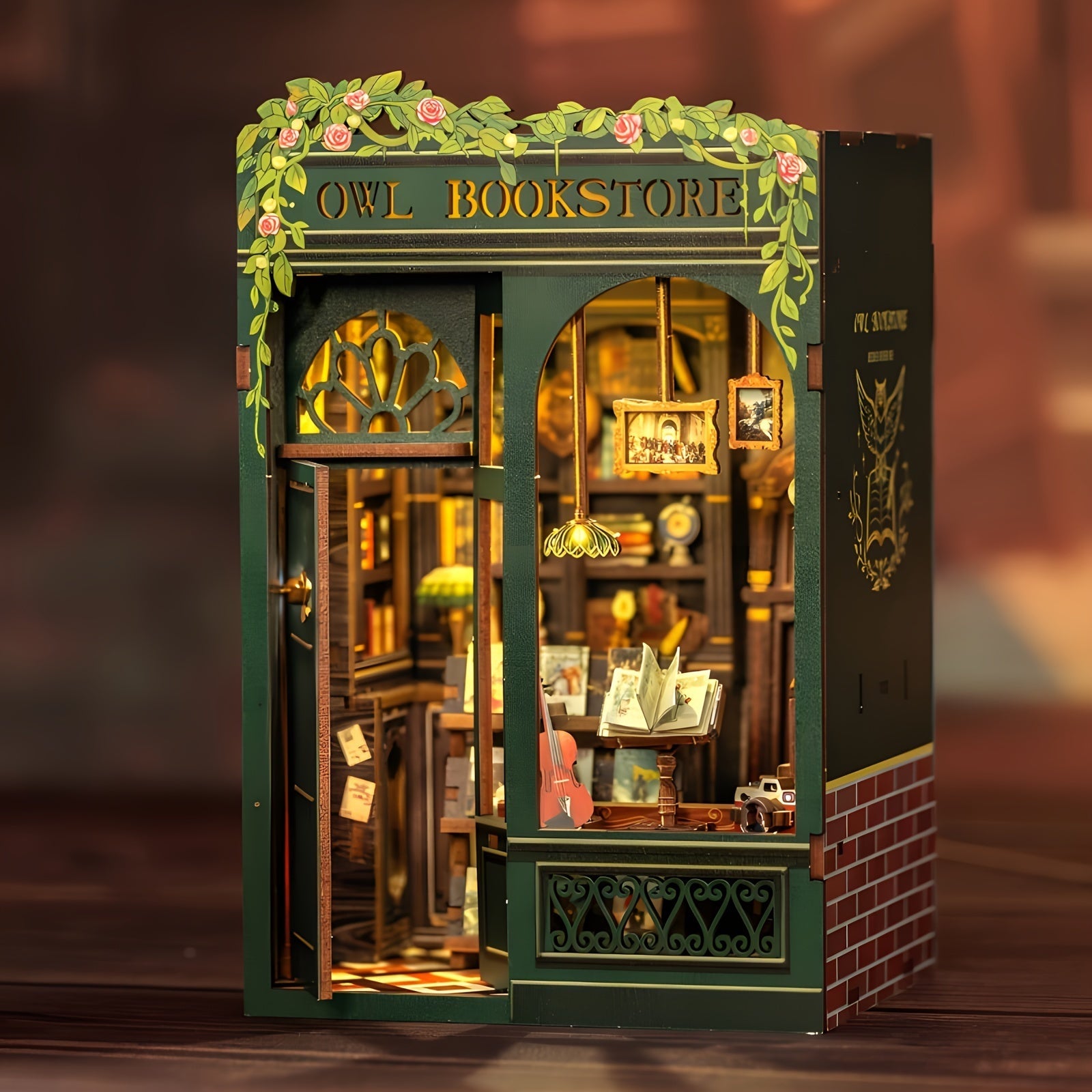 DIY Miniature Owl Bookshop – 3D Wooden Kit with Lighting for Creative Decoration