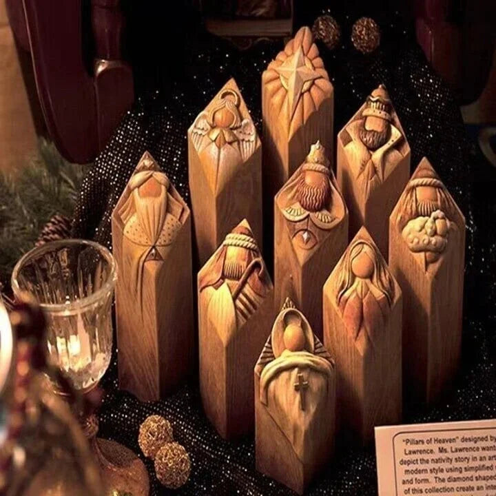 Nativity Column Statues - Heavenly - Decorative - For Christmas